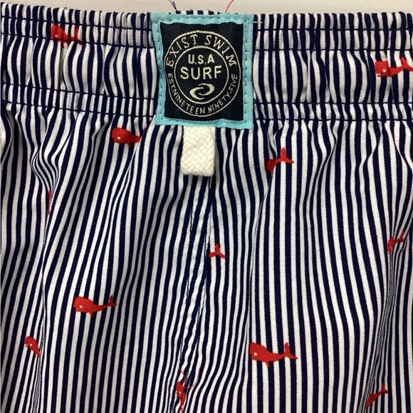 Exist Swim Mens 5” Drawstring Swim Trunks, Blue Stripes, size XXL - Picture 3 of 8